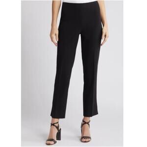 New HALOGEN Women's Black High Waist Side Slit Straight Leg Pants Size 18